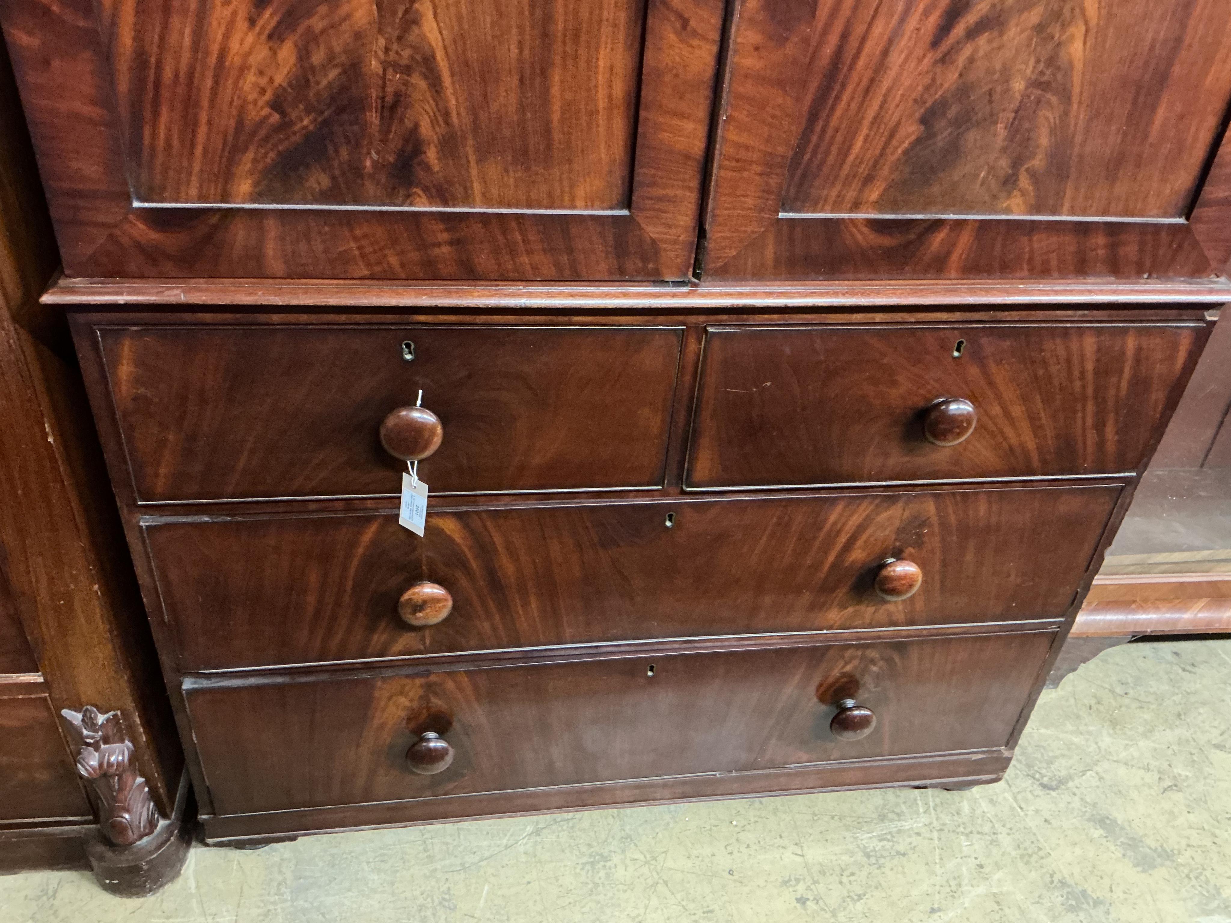 A Victorian mahogany linen press, width 139cm, depth 60cm, height 211cm